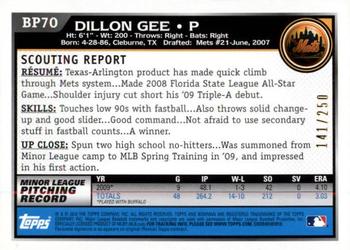 2010 Bowman - Prospects Orange #BP70 Dillon Gee Back