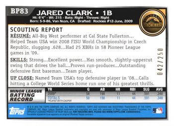 2010 Bowman - Prospects Orange #BP83 Jared Clark Back