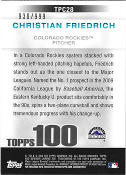 2010 Bowman Chrome - Topps 100 Prospects #TPC28 Christian Friedrich Back
