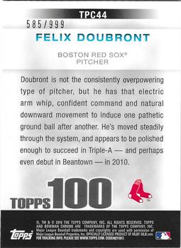 2010 Bowman Chrome - Topps 100 Prospects #TPC44 Felix Doubront Back