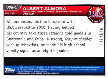 2010 Bowman Chrome - USA Stars Refractors #USA-1 Albert Almora Back