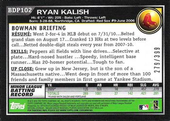 2010 Bowman Draft Picks & Prospects - Blue #BDP102 Ryan Kalish Back