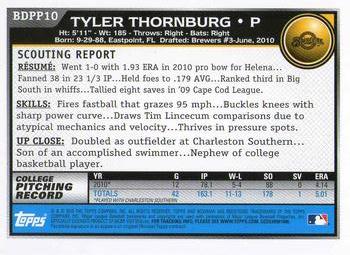 2010 Bowman Draft Picks & Prospects - Prospects #BDPP10 Tyler Thornburg Back