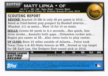 2010 Bowman Draft Picks & Prospects - Prospects #BDPP60 Matt Lipka Back