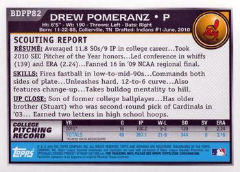 2010 Bowman Draft Picks & Prospects - Prospects #BDPP82 Drew Pomeranz Back