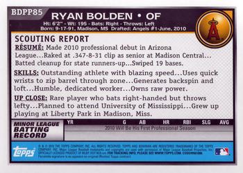 2010 Bowman Draft Picks & Prospects - Prospects #BDPP85 Ryan Bolden Back