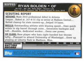 2010 Bowman Draft Picks & Prospects - Prospects Gold #BDPP85 Ryan Bolden Back