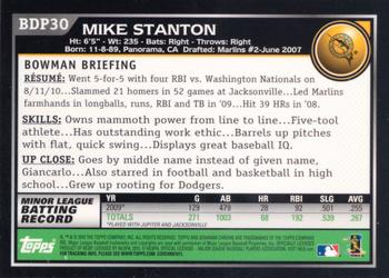 2010 Bowman Draft Picks & Prospects - Chrome #BDP30 Mike Stanton Back