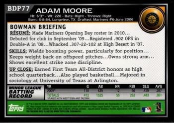 2010 Bowman Draft Picks & Prospects - Chrome #BDP77 Adam Moore Back