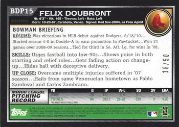 2010 Bowman Draft Picks & Prospects - Chrome Gold Refractors #BDP15 Felix Doubront Back