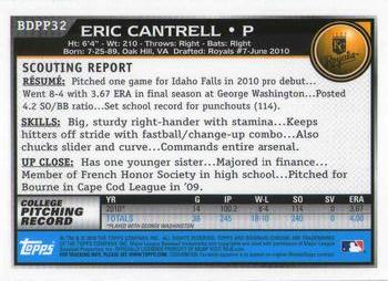 2010 Bowman Draft Picks & Prospects - Chrome Prospects #BDPP32 Eric Cantrell Back