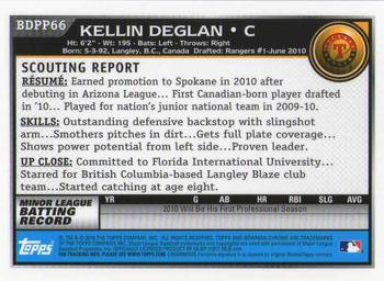 2010 Bowman Draft Picks & Prospects - Chrome Prospects #BDPP66 Kellin Deglan Back