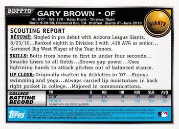 2010 Bowman Draft Picks & Prospects - Chrome Prospects #BDPP70 Gary Brown Back