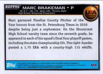 2010 Bowman Draft Picks & Prospects - Chrome Prospects #BDPP94 Marc Brakeman Back