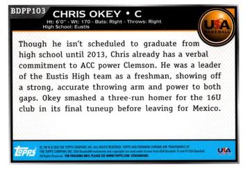 2010 Bowman Draft Picks & Prospects - Chrome Prospects #BDPP103 Chris Okey Back