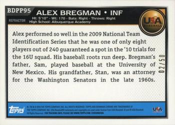 2010 Bowman Draft Picks & Prospects - Chrome Prospects Gold Refractors #BDPP95 Alex Bregman Back