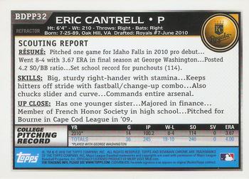 2010 Bowman Draft Picks & Prospects - Chrome Prospects Refractors #BDPP32 Eric Cantrell Back