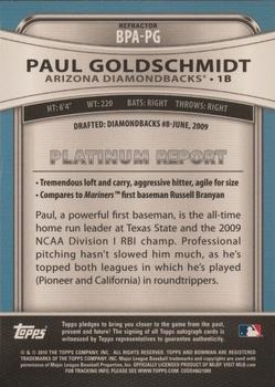 2010 Bowman Platinum - Prospect Autographs Green Refractors #BPA-PG Paul Goldschmidt Back