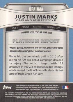 2010 Bowman Platinum - Prospect Autographs Refractors #BPA-JMA Justin Marks Back