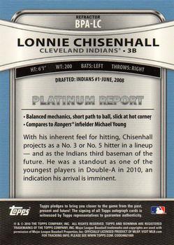2010 Bowman Platinum - Prospect Autographs Refractors #BPA-LC Lonnie Chisenhall Back