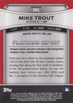 2010 Bowman Platinum - Prospects Purple Refractors #PP5 Mike Trout Back