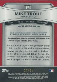 2010 Bowman Platinum - Prospects Red Refractors #PP5 Mike Trout Back