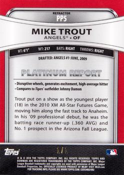 2010 Bowman Platinum - Prospects Superfractors #PP5 Mike Trout Back