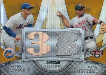 2010 Bowman Sterling - Dual Relics Gold Refractors #BL-15 David Wright / Ryan Zimmerman Front