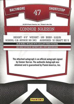 2010 Donruss Elite Extra Edition - Franchise Futures Signatures #47 Connor Narron Back