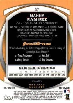 2010 Finest - Refractors Blue #37 Manny Ramirez Back