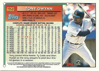 2010 Topps - The Cards Your Mom Threw Out (Original Back) #620 Tony Gwynn Back