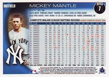 2010 Topps - Black #7 Mickey Mantle Back