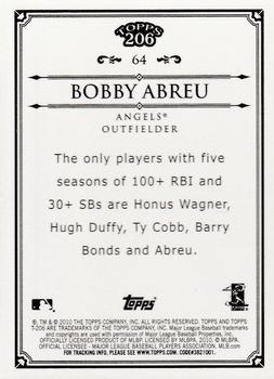 2010 Topps 206 - Bronze #64 Bobby Abreu Back