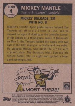 2010 Topps Heritage - Mantle Chase '61 #MM4 Mickey Mantle Back