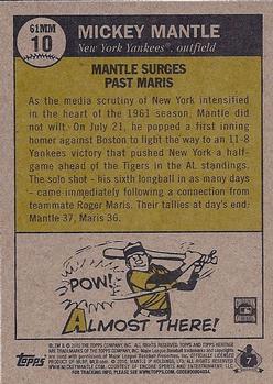 2010 Topps Heritage - Mantle Chase '61 #MM10 Mickey Mantle Back