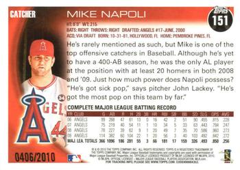 2010 Topps Opening Day - Blue #151 Mike Napoli Back