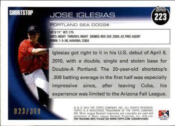 2010 Topps Pro Debut - Blue #223 Jose Iglesias Back