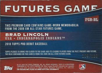 2010 Topps Pro Debut - Futures Game Relic #FGR-BL Brad Lincoln Back