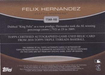 2010 Topps Triple Threads - Autograph Relics Gold #TTAR-193 Felix Hernandez Back