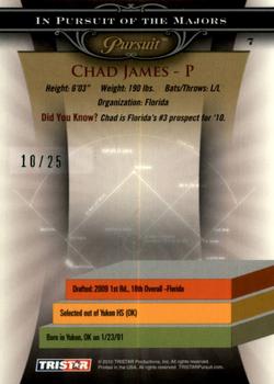 2010 TriStar Pursuit - Autographs Green #7 Chad James Back