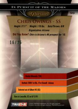 2010 TriStar Pursuit - Autographs Green #99 Chris Owings Back