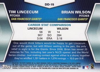 2011 Topps - Diamond Duos (Series 2) #DD-15 Tim Lincecum / Brian Wilson Back