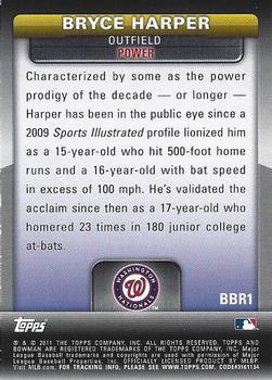 2011 Bowman - Bowman's Brightest #BBR1 Bryce Harper Back