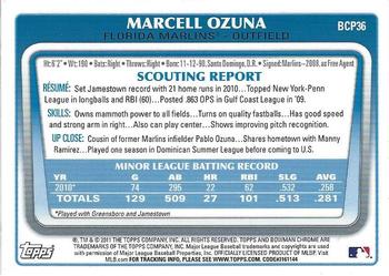 2011 Bowman - Chrome Prospects #BCP36 Marcell Ozuna Back
