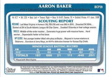 2011 Bowman - Chrome Prospects #BCP39 Aaron Baker Back