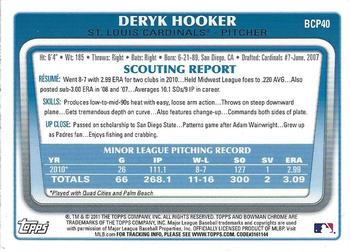 2011 Bowman - Chrome Prospects #BCP40 Deryk Hooker Back