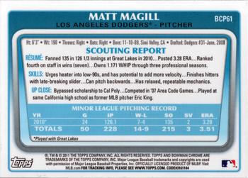 2011 Bowman - Chrome Prospects #BCP61 Matt Magill Back