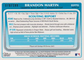 2011 Bowman Draft Picks & Prospects - Chrome Prospects Blue Refractors #BDPP55 Brandon Martin Back
