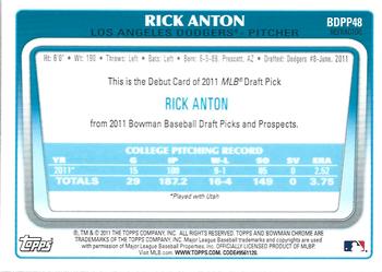 2011 Bowman Draft Picks & Prospects - Chrome Prospects Purple Refractors #BDPP48 Rick Anton Back