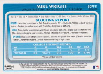 2011 Bowman Draft Picks & Prospects - Chrome Prospects Refractors #BDPP11 Mike Wright Back